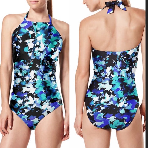 Speedo Other - NWT Speedo Open Back Blue Green Black One Piece